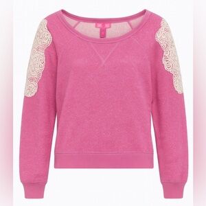 Mix & Co. Pink Heathered Lace Sleeve Sweatshirt 💓🤍💗 Sz Md
